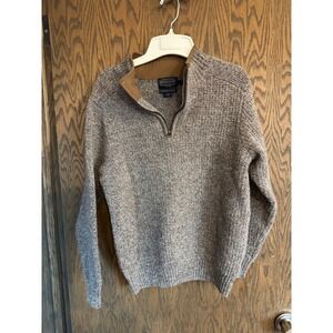 Pendleton Mens Brown Washable Shetland Wool Quarter Zip Sweater Mock Neck Medium